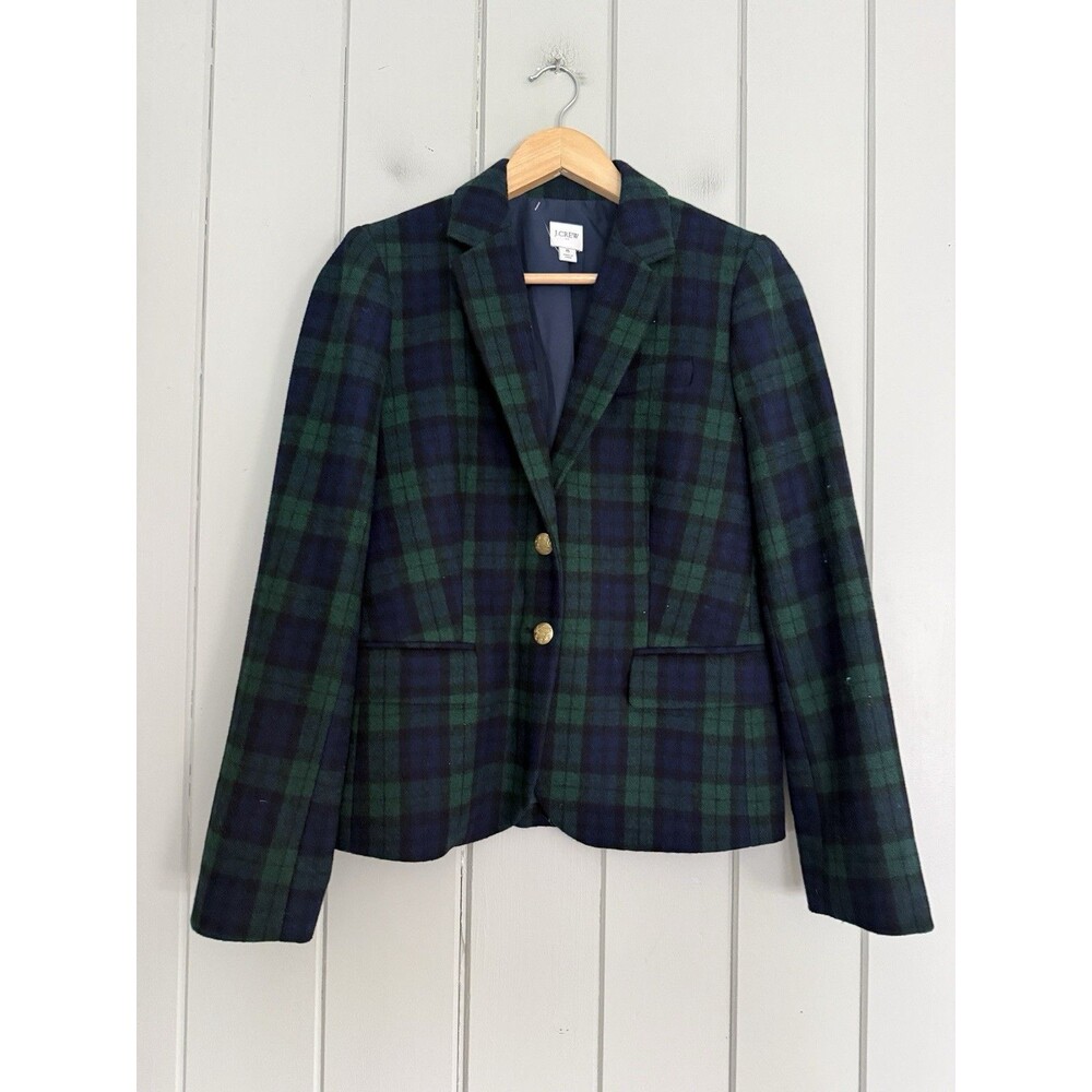 J. Crew Schoolboy Blazer 6 Plaid Patterned Green Blue Blackwatch F5927 Lined